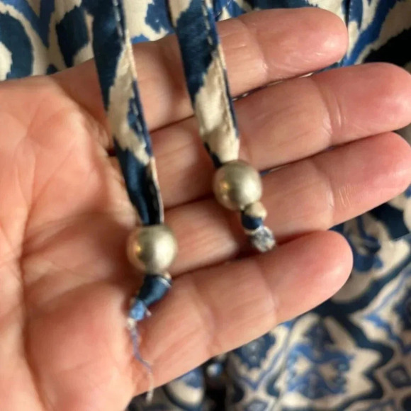 Zara Womens Bloggers Favorite Satin Printed Pants Blue Size Medium - Picture 10 of 13